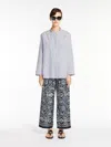Max Mara Flared Printed Poplin Shirt In Navy