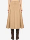 Max Mara Flared Midi Skirt Seam Detailing In Brown