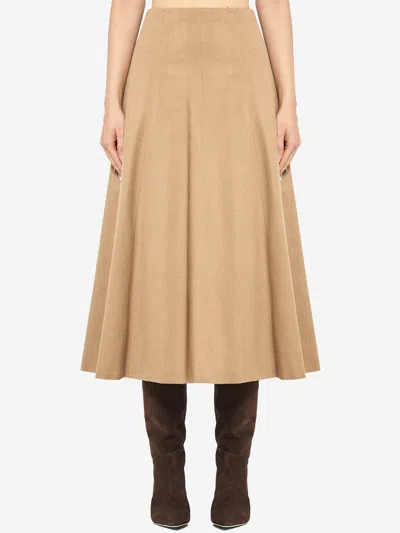 MAX MARA FLARED SKIRT IN CAMEL