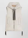 Max Mara Flared Sleeveless Water-repellent Canvas Hooded Gilet In Neutral