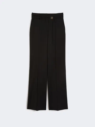Max Mara Flared Stretch Woollen Cloth Trousers In Black