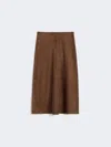 Max Mara Flared Suede Skirt In Brown