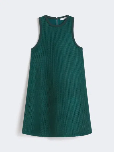 Max Mara Flared Technical Mesh Dress In Green