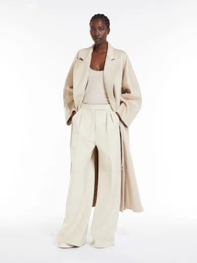 Max Mara Flared Trousers In Scuba Jersey In Beige