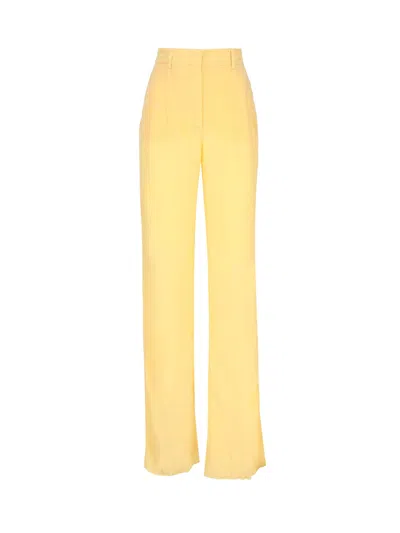 Max Mara Flared Trousers In Viscose In Yellow