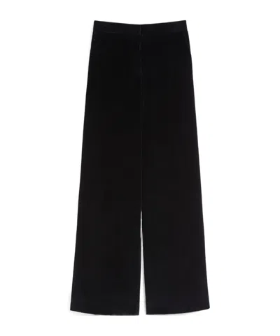 Max Mara Flared Velvet Trousers In Black