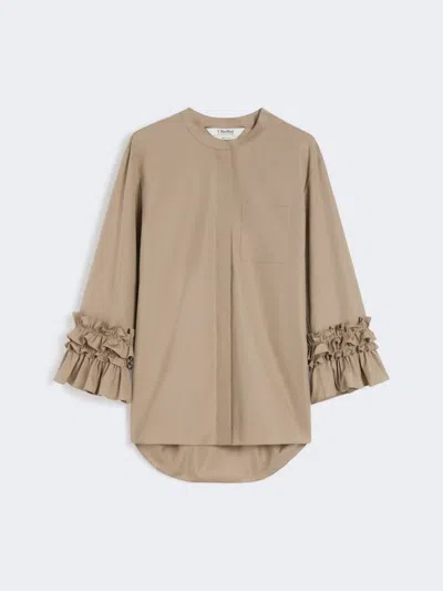 Max Mara Flared Washed Poplin Shirt In Brown