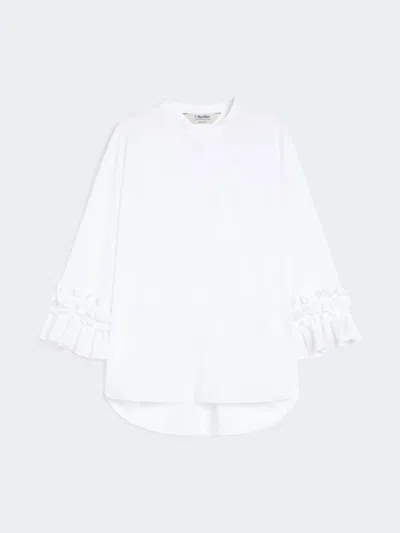 Max Mara Flared Washed Poplin Shirt In White