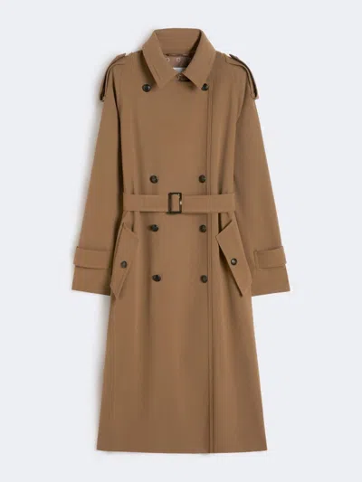 Max Mara Flared Wool Jacket With Dual-use Shirt Collar And Rear Slit In Marrone