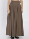 Max Mara High-waisted Pleated Wool Blend Skirt In Brown