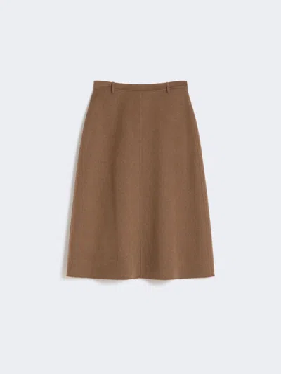 Max Mara Flared Wool Skirt In Brown