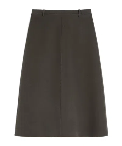 Max Mara Flared Wool Skirt In Green