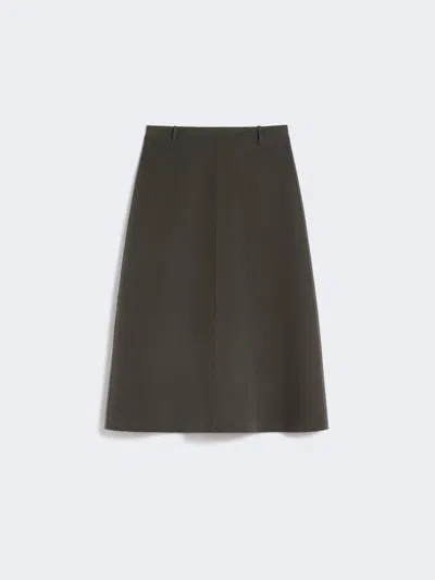 Max Mara Flared Wool Skirt In Green