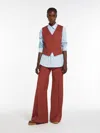Max Mara Flared Woollen Cloth Trousers In Rust