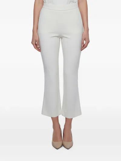 Pre-owned Max Mara Flared-hem Regular-fit Cropped Trousers In White