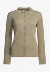 Max Mara Flash Silk-blend Buttoned Cardigan In Brown