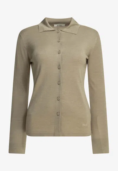 Max Mara Flash Silk-blend Buttoned Cardigan In Brown
