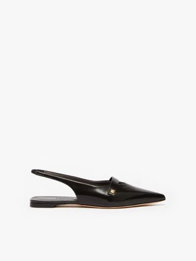 Max Mara Flat Leather Sandals In Black