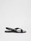 Max Mara Flat Leather Sandals In Black