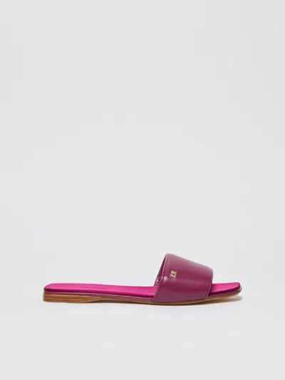 Max Mara Flat Leather Sandals In Pink
