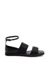 Max Mara Flat Sandals In Leather And Elasticated Webbing In Black