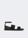 Max Mara Flat Sandals In Leather And Elasticated Webbing In Black