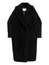 Max Mara Teddy Camel & Silk Blend Coat In Black