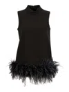 Max Mara Feather-trimmed Top In Black