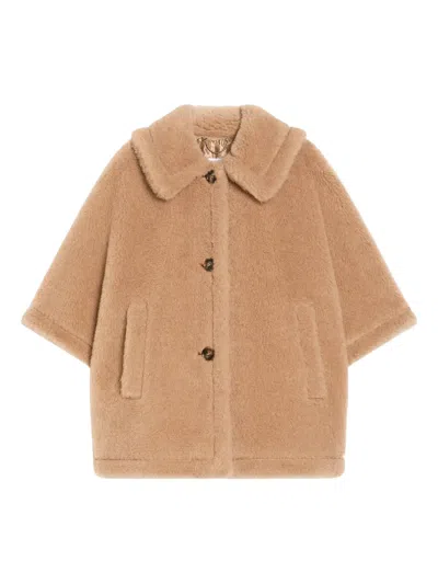 Max Mara Relaxed Silhouette Camel Coat With Oversized Sleeves In Neutral