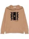 Max Mara Hooded Sweatshirt With Drawstring And Graphic Detail In Brown