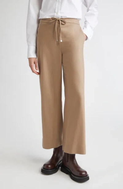 Max Mara Flora Stretch Virgin Wool Drawstring Pants In Brown