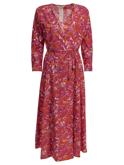 Max Mara Floral A-line Midi Dress Dresses Fuchsia In Animal Print