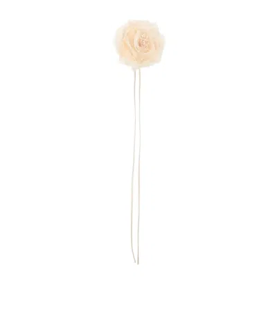 Max Mara Mxario Flower Brooches In Neutral