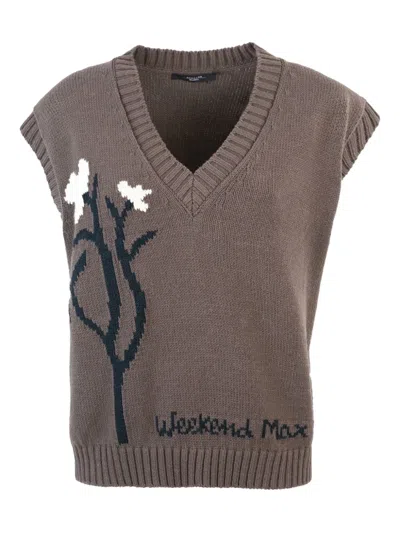 Max Mara Floral-embroidered V-neck Sweater