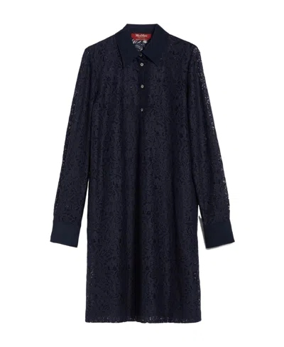 Max Mara Floral Lace Dress In Blue