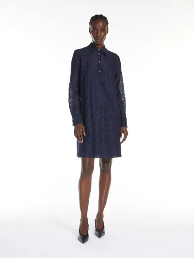 Max Mara Floral Lace Dress In Navy