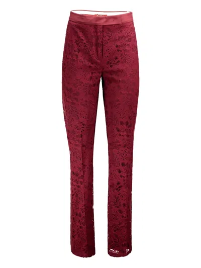 Max Mara Floral-lace Trousers In 红色