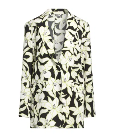 Max Mara Floral Lily Print Blazer In White