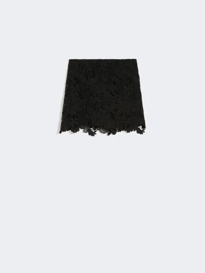 Max Mara Floral Macramé Skirt In Black