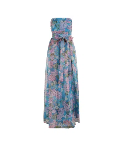 Max Mara Floral Pattern Dress In Blue