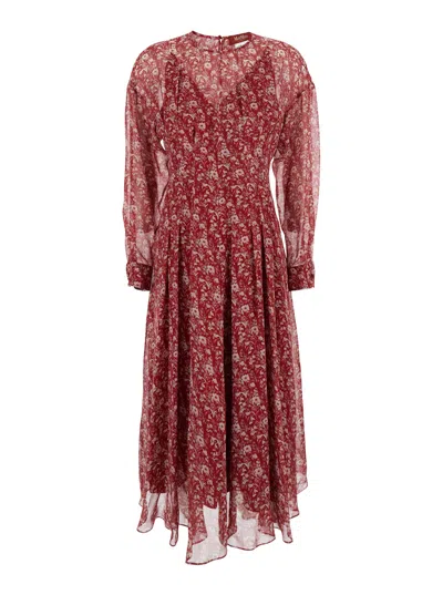 Max Mara Floral Pattern Dress In Red