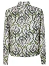 Max Mara Floral Pattern Silk Shirt With Classic Collar In Multi