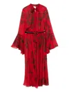 Max Mara Floral-print Belted Midi Dress In Red