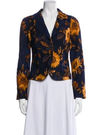 Pre-owned Max Mara Floral Print Blazer In Blue