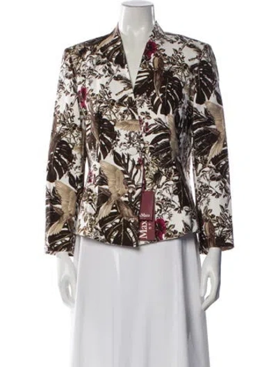 Pre-owned Max Mara Floral Print Blazer W/ Tags In White