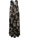 MAX MARA FLORAL PRINT BUSTIER DRESS WITH SHEER RUCHED DETAILS