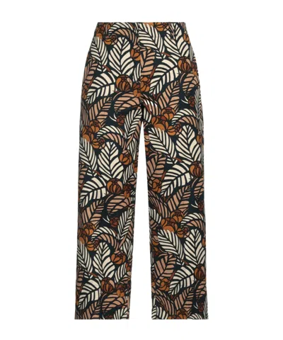 Max Mara Floral Print Canvas Pants In Multi