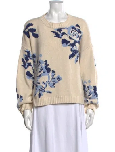 Pre-owned Max Mara Floral Print Crew Neck Sweater In Neutrals