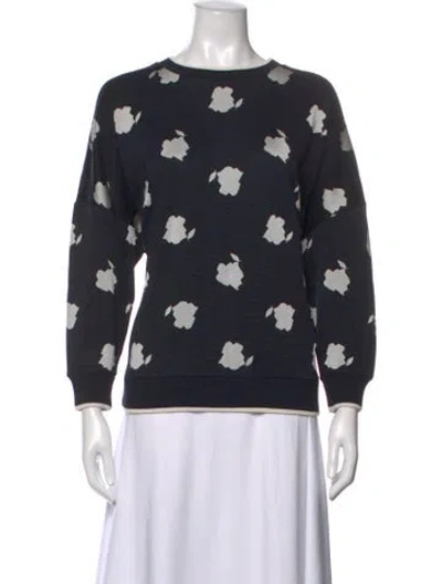 Pre-owned Max Mara Floral Print Crew Neck Sweatshirt In Blue/white