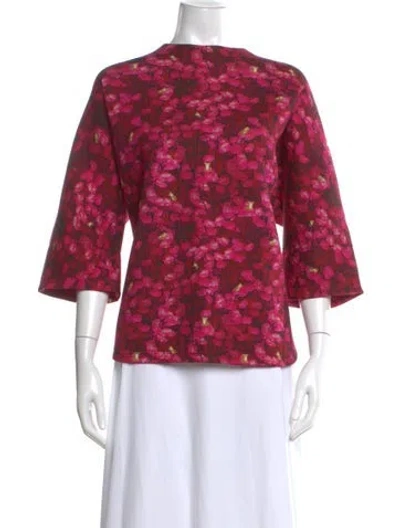 Pre-owned Max Mara Floral Print Crew Neck Top In Pink